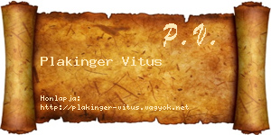 Plakinger Vitus névjegykártya